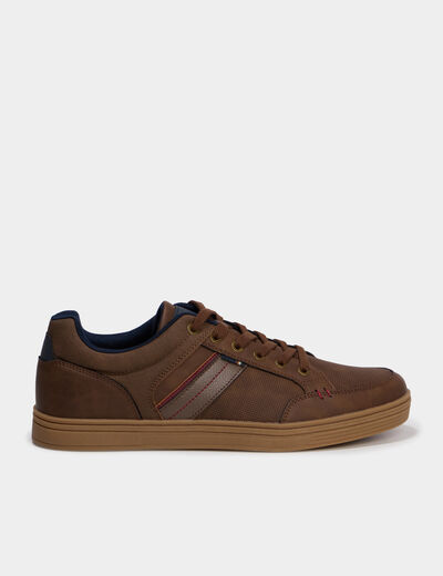 Baskets &agrave; lacets marron homme