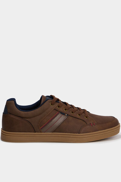 Baskets &agrave; lacets marron homme