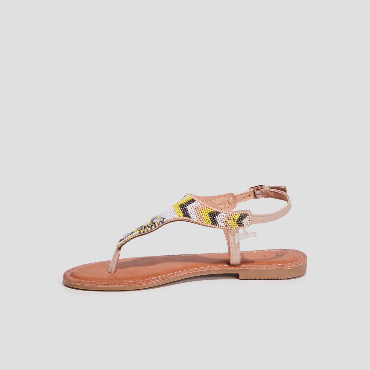 Sandales avec perles jaune femme
