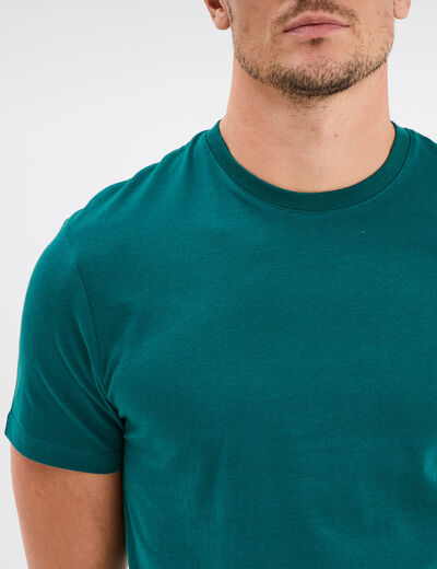 T-shirt en coton manches courtes vert émeraude homme