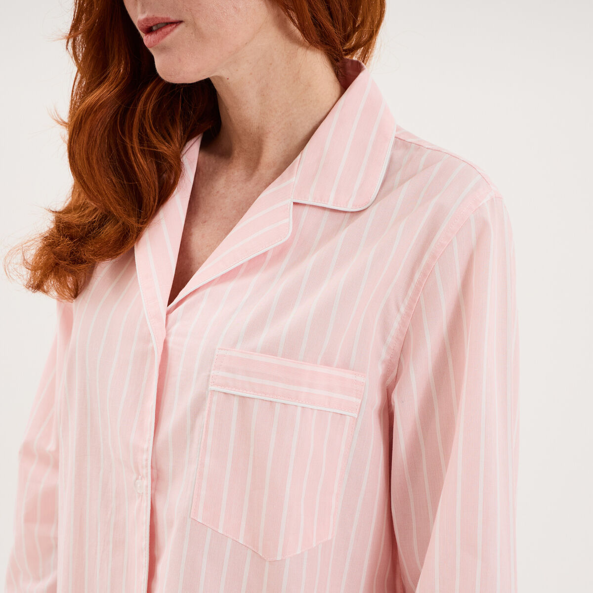 Ensemble pyjama chemise manches longues ecru femme