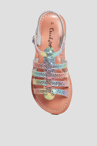 Sandales irisées en cuir Creeks multicolore fille