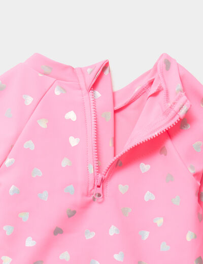 Ensemble de bain UV t-shirt et culotte rose fluo b&eacute;b&eacute; fille
