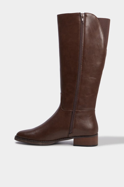 Bottes hautes petit talon marron femme