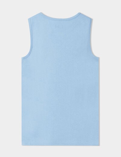 Lot de 3 débardeurs col rond coton bleu pastel garçon