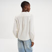 Blouse droite manches longues coton ecru femme