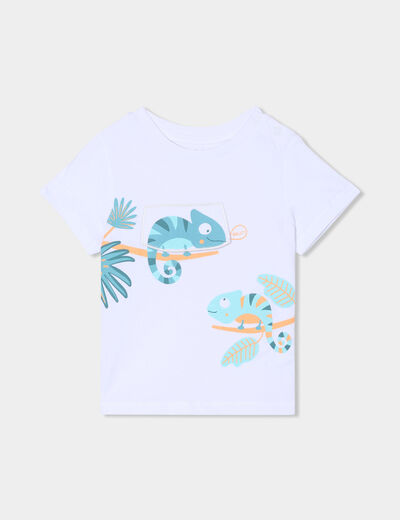 T-shirt manches courtes col rond coton blanc bébé garçon