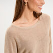 Pull droit col rond manches longues sable femme
