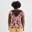 T-shirt col à dentelle Modavista noir femme grande taille