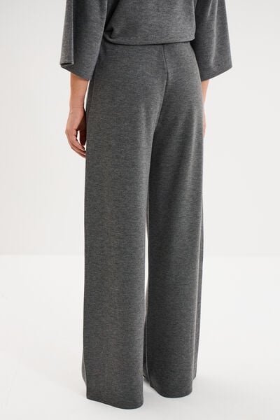 Pantalon large fluide taille &eacute;lastiqu&eacute;e gris fonc&eacute; femme