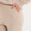 Bas de pyjama jogger en maille beige femme