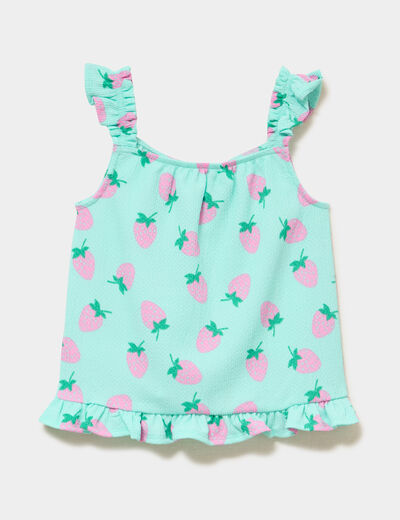 Ensemble 2 pi&egrave;ces d&eacute;bardeur et short bleu turquoise fille
