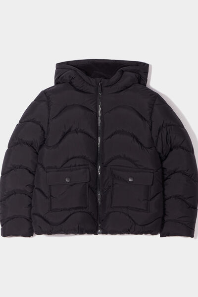 Doudoune doublée à capuche noir fille
