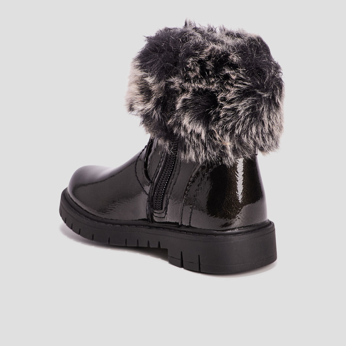 Bottines zippées vernies noir fille