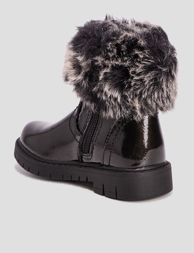 Bottines zippées vernies noir fille