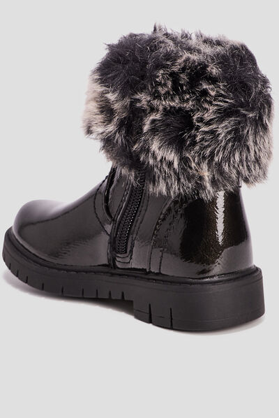 Bottines zippées vernies noir fille