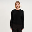 Gilet cardigan col rond boutonn&eacute; noir femme