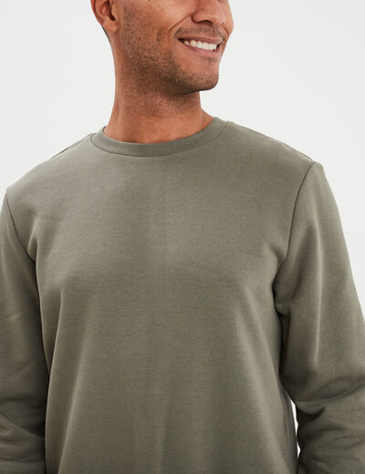 Sweat avec col rond vert kaki homme