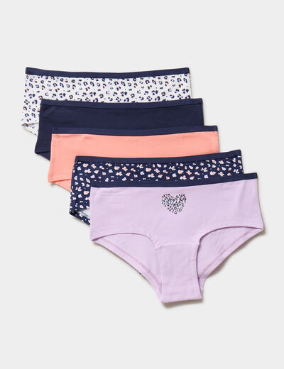 Lot 5 shortys coton majoritaire rose fille