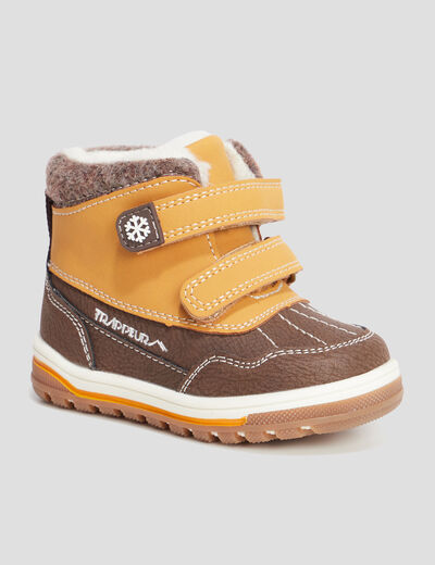 Bottines fourrées bout rond Trappeur camel bébé garçon
