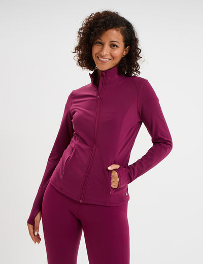 Veste de sport ajust&eacute;e avec fermeture violet fonc&eacute; femme