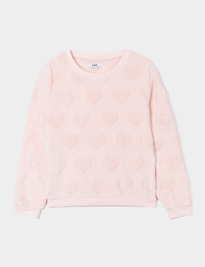 Sweat doux manches longues rose clair fille