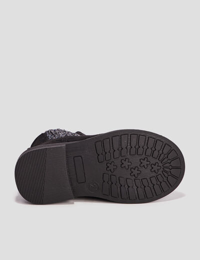 Bottines paillet&eacute; chelsea zipp&eacute;es noir b&eacute;b&eacute; fille