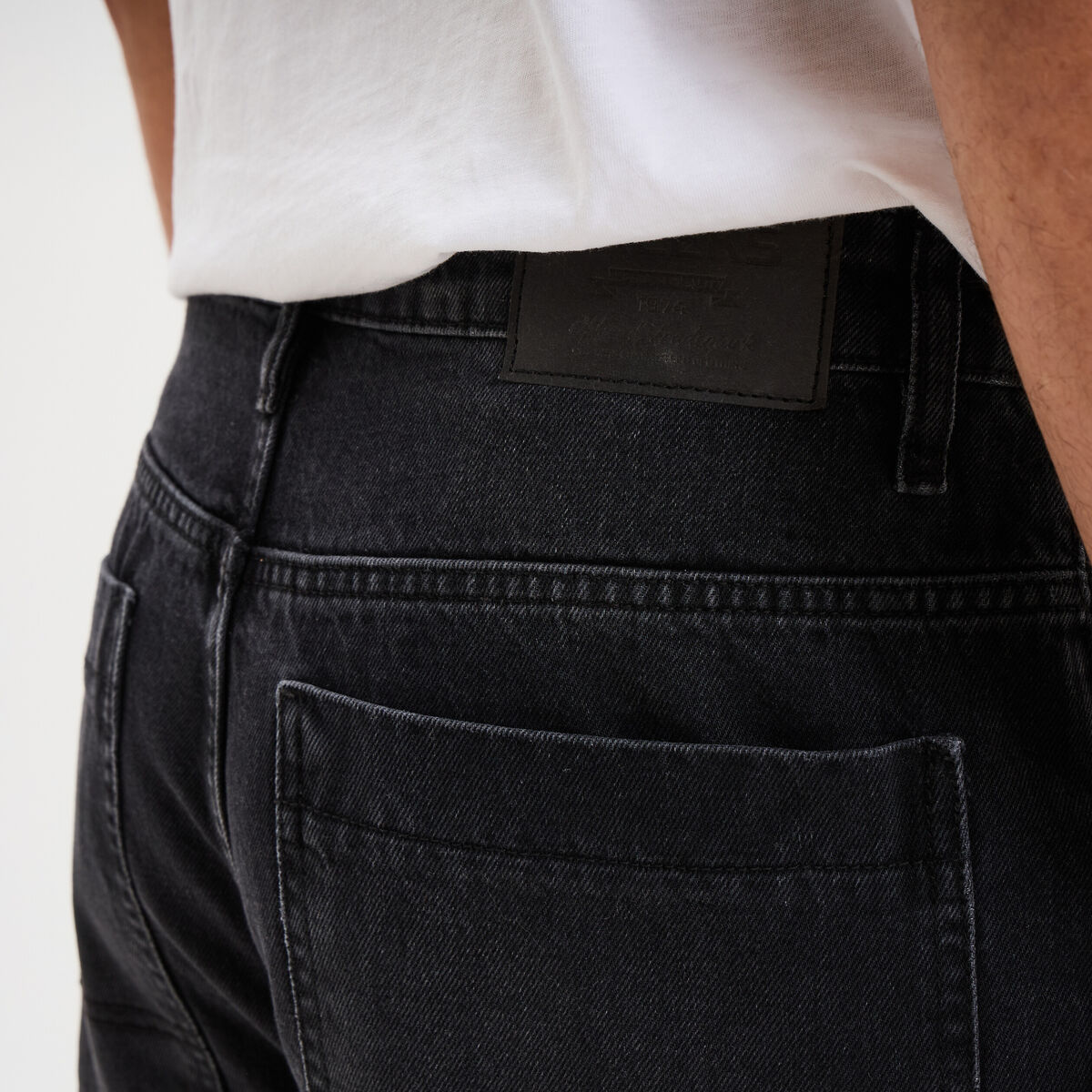 Jeans baggy 5 poches coton denim noir homme