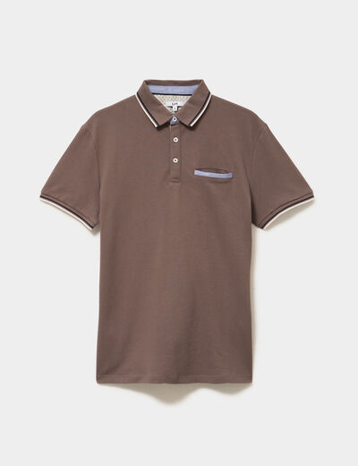 Polo piqu&eacute; manches courtes coton gris fonc&eacute; homme