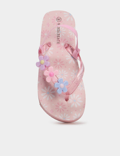 Tongs d&eacute;tails fantaisie rose fille