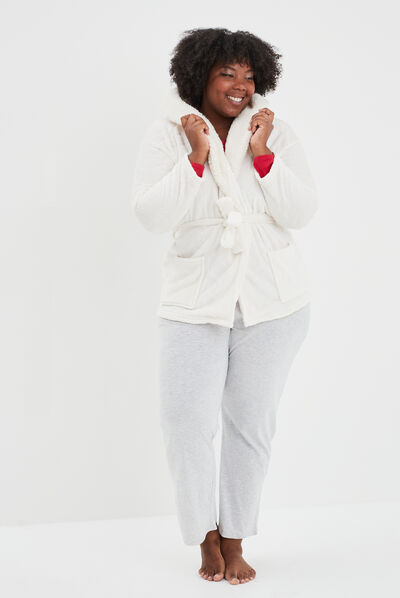 Ensemble pyjama pantalon Noel coton rouge femme grande taille