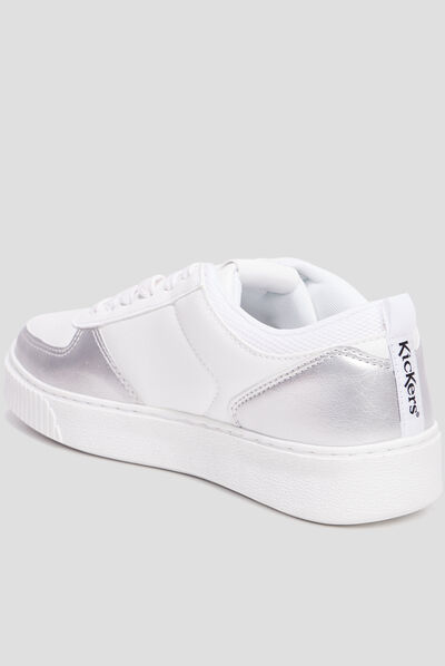 Tennis basses à lacets Kickers Style gris argent femme
