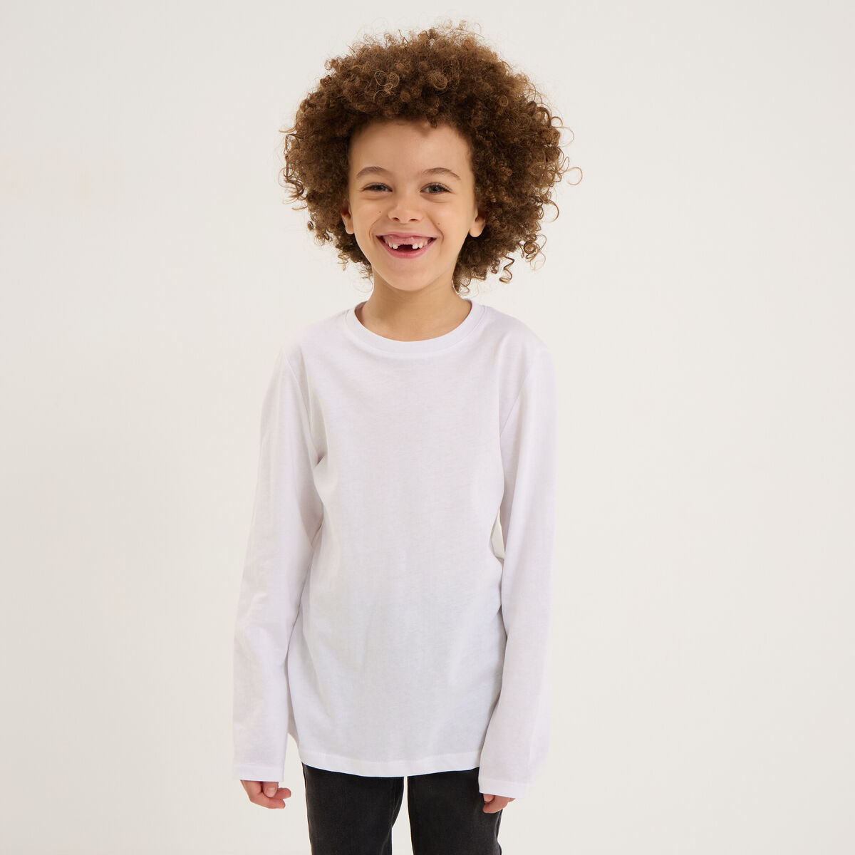 T-shirt manches longues blanc gar&ccedil;on