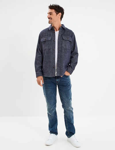 Surchemise manches longues bleu marine homme