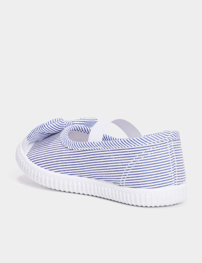 Babies en toile &agrave; noeuds bout renforc&eacute; bleu ciel fille