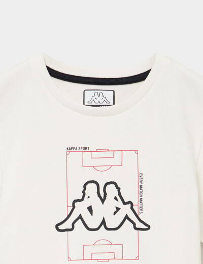 T-shirt en coton manches courtes Kappa blanc gar&ccedil;on