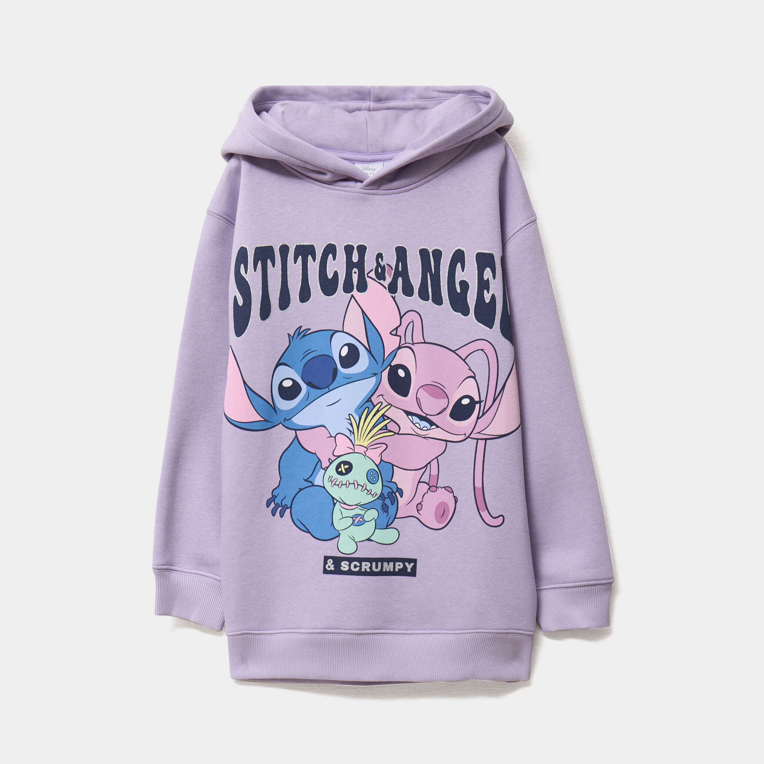 Sweat tunique à capuche Stitch parme fille