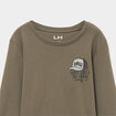 T-shirt col rond manches longues coton vert kaki gar&ccedil;on