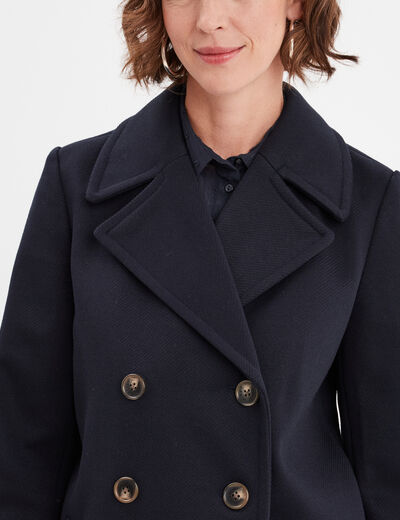 Manteau caban double boutonnage Creeks bleu marine femme