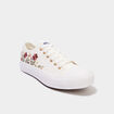 Tennis basses en toile brod&eacute;es blanc femme