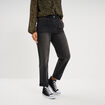 Jean paperbag cropped taille &eacute;lastiqu&eacute;e denim noir femme