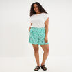 Short fluide taille &eacute;lastiqu&eacute;e ecru femme grande taille