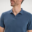 Polo textur&eacute; manches courtes coton bleu gris homme