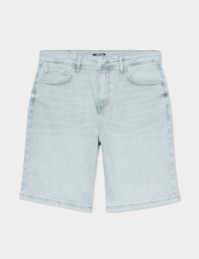 Bermuda en jean droit coton denim bleach homme