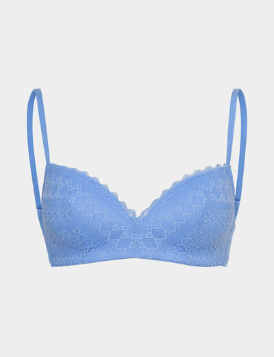 Soutien-gorge triangle dentelle bleu lavande femme