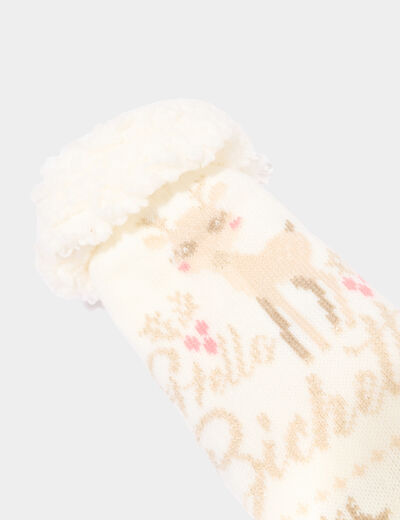Chaussettes d'int&eacute;rieur doubl&eacute;es ivoire femme