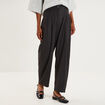 Pantalon ballon taille haute &agrave; pinces gris fonc&eacute; femme