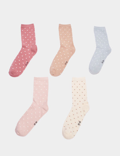Lot 5 paires chaussettes coton multicolore femme