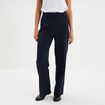 Pantalon taille haute droit avec pinces bleu fonc&eacute; femme