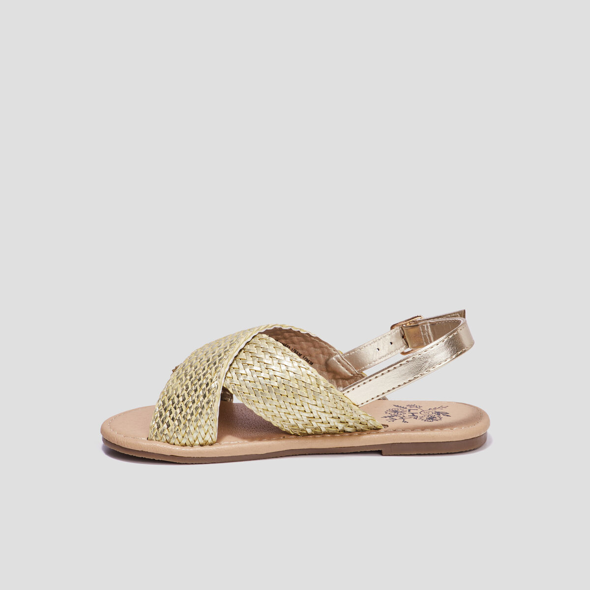 Sandales brides tressées jaune or fille